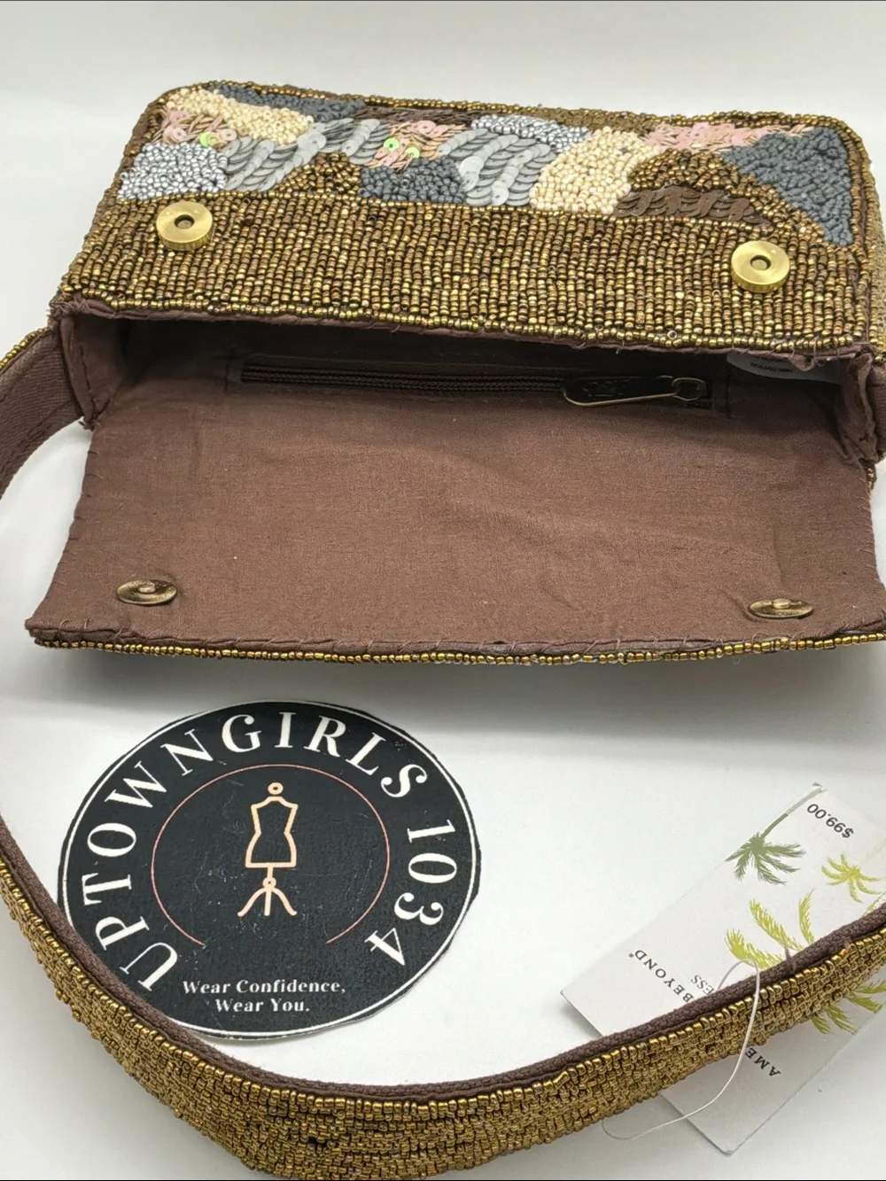 America & Beyond Express Beaded & Sequin Clutch – NWT – MSRP $99